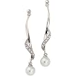 14K White Gold Freshwater Cultured Pearl and Diamond Earrings