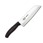 Victorinox Cutlery 7-Inch Granton Edge Santoku Knife, Black Fibrox Handle
