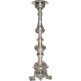 Hand crafted Candle Pillar W Antique Pewter Finish(22.5