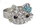 Hello Kitty Turquoise Color Crystal Ribbon Bow Ring - Adjustable Sizing