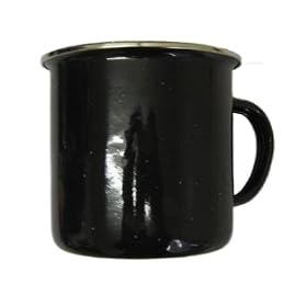 HIGHLANDER DELUXE ENAMEL MUG BLACK CAMPING CROCKERY