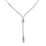 Sterling Silver Diamond Cut Y Style Snake Necklace 18