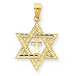 14k Diamond-cut Star of David w/Cross Pendant