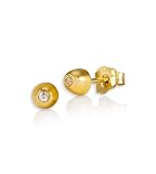New 14k Yellow Gold Round Diamond Ball Studs Earrings