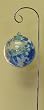 Bright Blue and White Hand-blown-blown Glass Sun Catcher Gazing Globe with Shepherds Hook (6 inch)