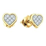 10k Yellow Gold Diamond Small Heart Stud Screw Back Earrings (5mm)