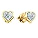 10k Yellow Gold Diamond Small Heart Stud Screw Back Earrings (5mm)