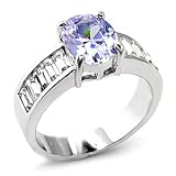 Oval Cut Light Purple CZ Ring with Channel Set Accents