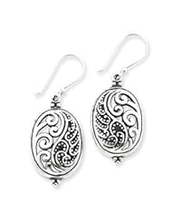 Sterling Silver Antique Oval Ying Yang Dangle Earrings QE3434"