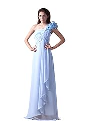 A-line Natural   Waistline Floor Length One Shoulder Lace Chiffon Bridesmaid Dress 