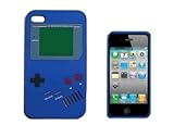 Blue Nintendo Game Boy Gameboy Style Silicone Case Cover for Verizon AT&T Sprint Apple Iphone 4 4S + Microfiber Pouch Bag