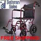 Deluxe 12 Inch Wheels Transport Lightweight Wheelchair - Great for Outdoors - FREE SHIPPING
