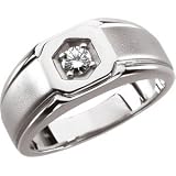 14K White Gold Created Moissanite Men's Ring