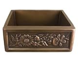 25 Floral Apron Front Single Bowl Copper Farmhouse Sink - Antique Copper