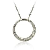 Sterling Silver round Diamond cz stone Circle Journey Slide Pendant