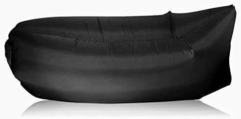 Lounger Portable Inflatable Outdoor Hangout Air Sleep Sofa Convenient Nylon PVC Fabric Beach Couch Black Color(Black)