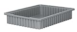 IMAGE OF Akro-Mils 33224 Akro-Grid Slotted Divider Plastic Tote Box, 22-3/8 -Inch Length by 17-3/8-Inch Width by 4-Inch Height, Case of 6, Grey