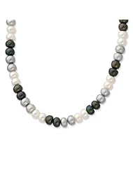 Sterling Silver 18in 6-7mm Freshwater Cult. Pearl 18" Black/White/Grey Necklace