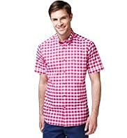 Blue Harbour Pure Cotton Slim Fit Gingham Checked Oxford Shirt