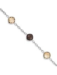 Sterling Silver Citrine & Smokey Quartz Bracelet