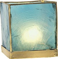 Turquoise Blue Capiz Cube (gold edged)