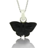 Sterling Silver Genuine Black Onyx Butterfly Pendant