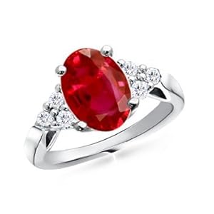 Oval Ruby and Diamond Cocktail Ring in Platinum