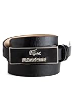 Women's Leather Belt With Leather Inlay And Metal Logo Buckle