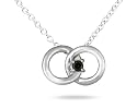 Black Diamond Circle Link Pendant in Platinum Plated Sterling Silver