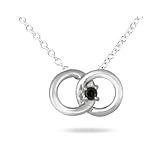 Black Diamond Circle Link Pendant in Platinum Plated Sterling Silver