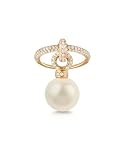 Forzieri White Pearl Dangle Charm Diamond 18K Gold Ring