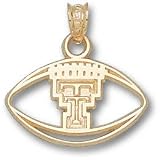 Texas Tech Red Raiders Solid 10K Gold ''TT'' Pierced Football Pendant