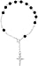 Sterling Silver 7 inch Rosary Bracelet w/ 5mm Black Onyx Stone Beads, 3/16" (5mm) wide