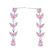 Sterling Silver Fashion Earrings with Pink CZ - Dangling