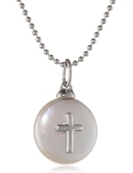 Honora "Girls" White Freshwater Cultured Pearl and Cross Pendant Necklace, 14"