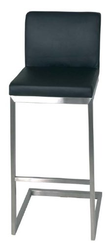 Zwei Hocker mit Lehne in Leder und Edelstahl
