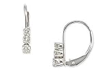 1/4 Carat 3-Stone Diamond 14K White Gold Earrings