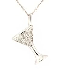 14K White Gold Martini Glass Charm