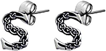 Celtic Knot Initials Initial Jewelry Stud Earrings by Dan Jewelers - Letter "S" - Nickel Free Fine Pewter