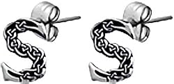Celtic Letter "S" Pewter Stud Earrings
