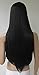 NuoYa001 Black 28'' Women Ladies Long Straight Hair Full Wigs No Bang Middle Part Goddess Party
