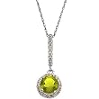14K White Gold Peridot and Diamond Pendant