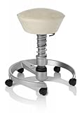 SWOPPER CLASSIC 3D-Aktiv-Bürostuhl Hocker Sitzpolster Normal, Farbe sand, Fussring mit Rollen nach DIN EN 12529, Feder MEDIUM, Basis Titan, Federfarbe wie Basis (SWOP03TR)