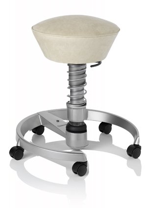 SWOPPER CLASSIC 3D-Aktiv-Bürostuhl Hocker Sitzpolster Normal, Farbe sand, Fussring mit Rollen nach DIN EN 12529, Feder MEDIUM, Basis Titan, Federfarbe wie Basis (SWOP03TR)