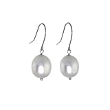 Karat Platinum 10.5 - 11 mm High Luster White Fresh Water Cultured Rice Pearl Drop Earrings