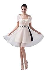 V-neck Satin/Silk Short Sleeves Bridesmaid Dress 