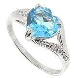1.7ct Genuine Natural Blue Topaz Gemstone and Diamond 10k White Gold Ring