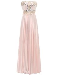 Strapless Beaded Chiffon/Satin Evening Dress/Prom Dress 
