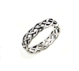 Narrow 4mm Neverending Celtic Knot Sterling Silver Pinky Ring (Size 4,5,6,7,8,9,10,11,12)