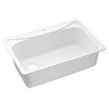 MOEN 25275W Stone Granite Big Single Bowl Sink, Glacier